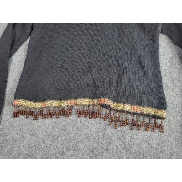 Vintage Boston Proper Knit Turtleneck Sweater Women Sz M Beaded Fringe Boho - Picture 10 of 10